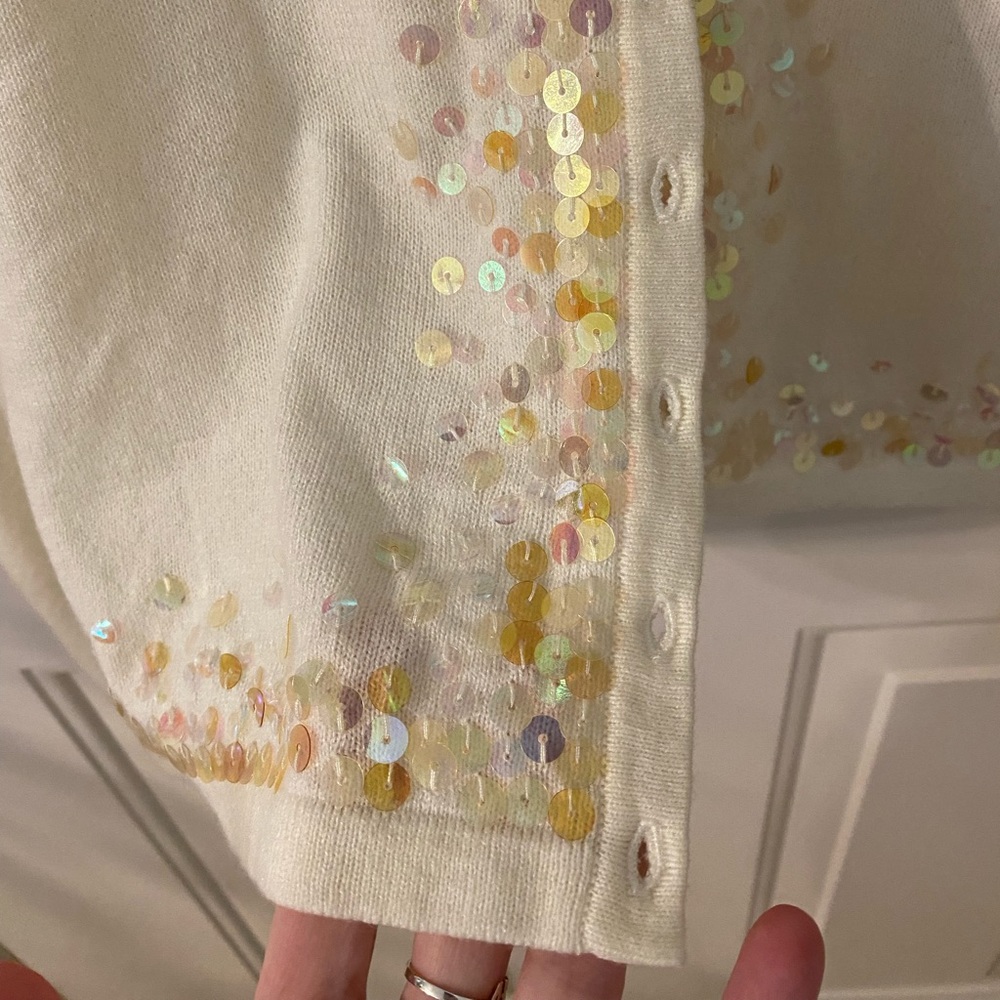 Charlotte Tarantola cream cardigan with beautiful sequin detail, size S - Picture 4 of 5